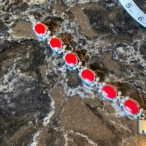 VINTAGE SS AND RED CORAL BRACELET